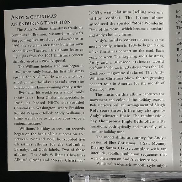 The New Andy Williams Christmas Album LIVE show on CD, 1994, Mint Condition - Picture 6 of 11
